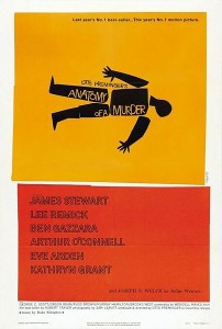 Film poster for "Anatomy of a Murder," perhaps the greatest legal thriller ever filmed.